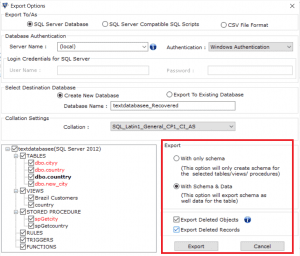 restore deleted database objects from MDF file