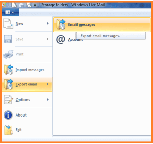 step 1 import EML using windows live mail 