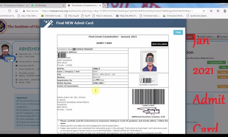 CA Foundation Admit Card