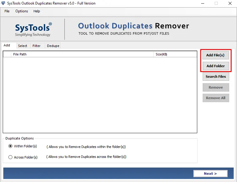 step-1 clean duplicate emails Outlook