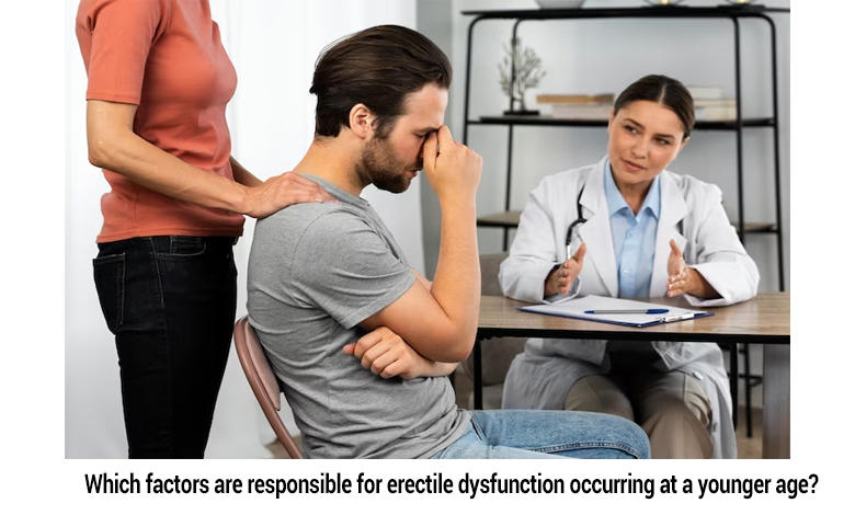 Which factors are responsible for erectile dysfunction occurring at a younger age-